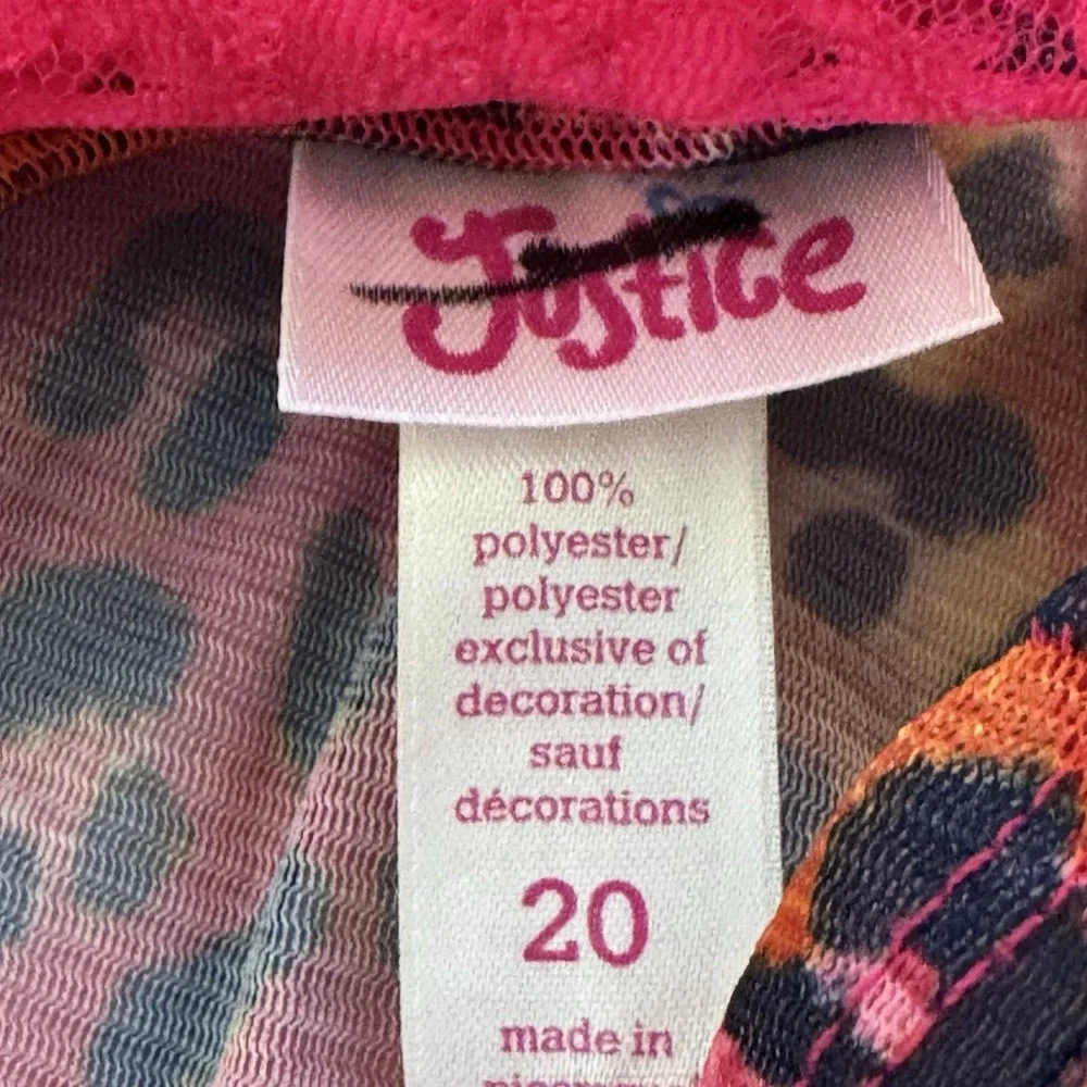 Justice Pink Sequin Tank / Animal Kimono‎ Open Front Short Sleeves Girls Size 20
